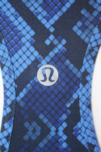 Lululemon Womens Snakeskin Print Sleeveless Racer Back Tank Top Blue Black Size