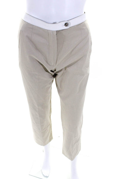 Cesare Fabbri Womens Khaki High Rise Straight Leg Pants Size 38