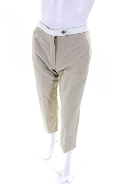 Cesare Fabbri Womens Khaki High Rise Straight Leg Pants Size 38