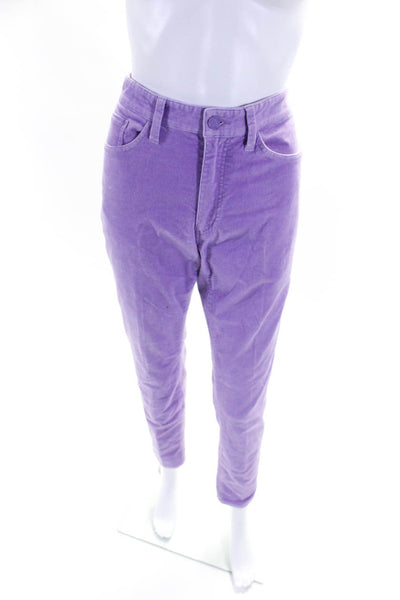 G/Fore Womens Purple Cotton Corduroy High Rise Slim Straight Leg Pants Size 30