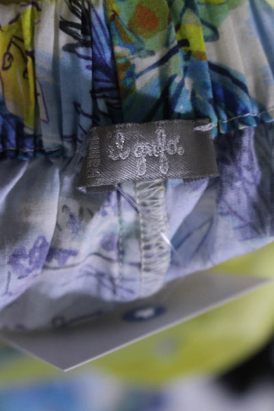 Il Gufo Womens Abstract Print Cross Strap Top Blue Yellow Size Small