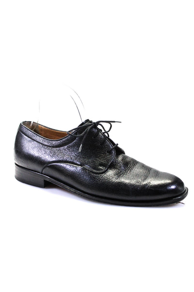 Bally Mens Almond Toe Leather Derby Dress Shoes Black Size 8.5 EEE