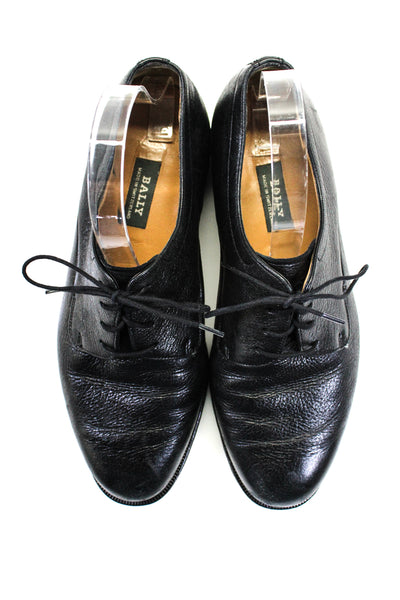 Bally Mens Almond Toe Leather Derby Dress Shoes Black Size 8.5 EEE