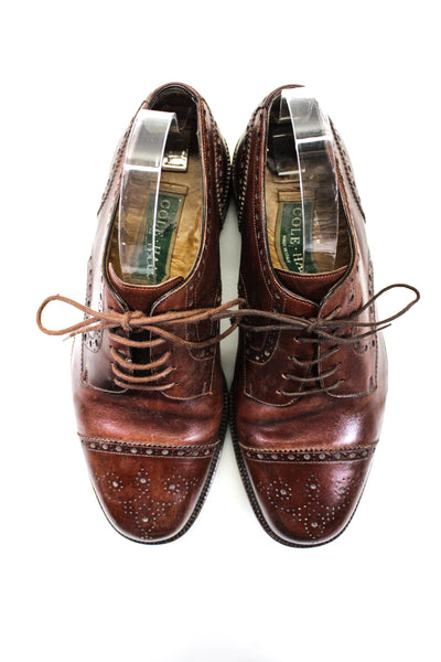 Cole Haan Mens Brogu\e Leather Derby Dress Shoes Brown Size 8.5 E