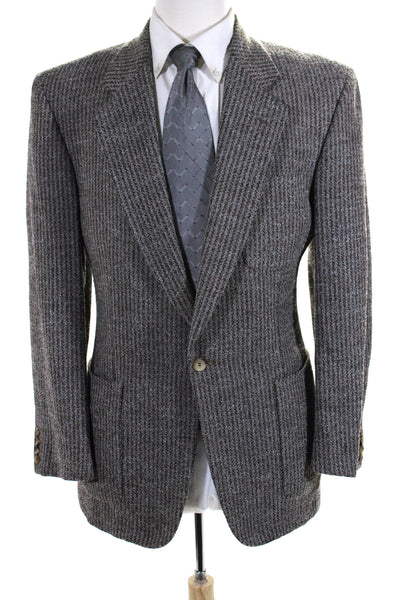 Zanella Mens One Button Notched Lapel Woven Blazer Wool Beige Size 38R