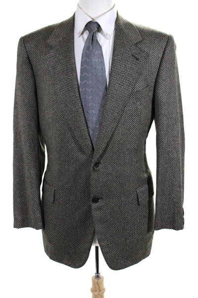 Zanella Mens Two Button Woven Notched Lapel Blazer Wool Beige Size 42