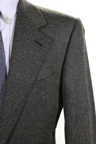 Zanella Mens Two Button Woven Notched Lapel Blazer Wool Beige Size 42