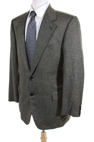 Zanella Mens Two Button Woven Notched Lapel Blazer Wool Beige Size 42