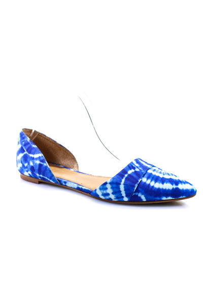 J Crew Womens Blue Tie Dye Pointed Toe Flat D'Orsay Shoes Size 7