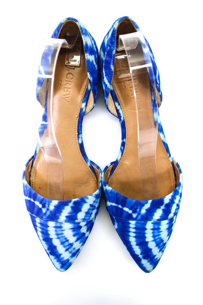 J Crew Womens Blue Tie Dye Pointed Toe Flat D'Orsay Shoes Size 7