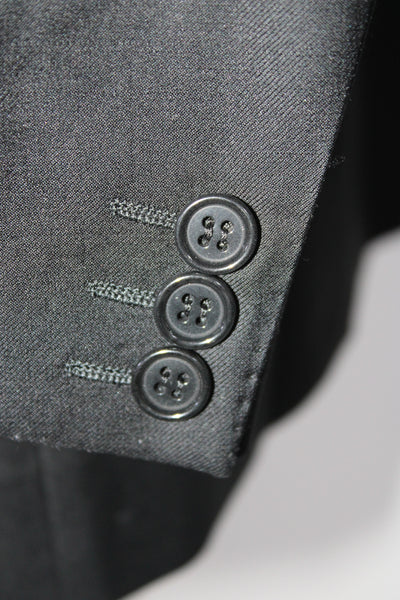 Canali Mens Three Button Wide Lapel Blazer Jacket Black Wool Size EUR 50