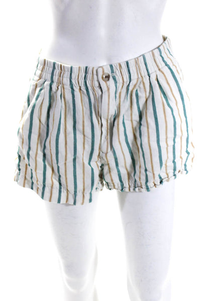 Madewell Womens Linen Striped Pull On Shorts White Multi Colored Size Small