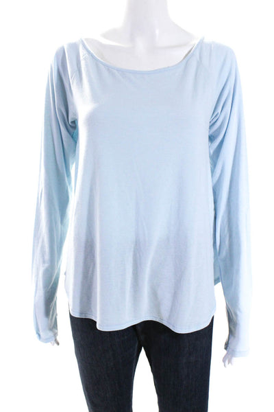 Calypso Saint Barth Womens Scoop Neck Long Sleeve Causal Blouse Blue Size L