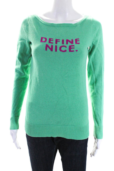 Lilly Pulitzer Womens Green Cotton Graphic Print Long Sleeve Sweater Top Size S