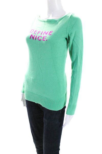 Lilly Pulitzer Womens Green Cotton Graphic Print Long Sleeve Sweater Top Size S