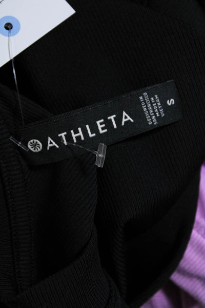 Athleta Womens Solid Black Crew Neck Drape Detail Sleeveless Tank Top Size S