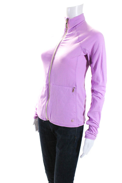 Lilly Pulitzer Womens Lilac Striped Full Zip Mock Neck Long Sleeve Jacket SizeXS