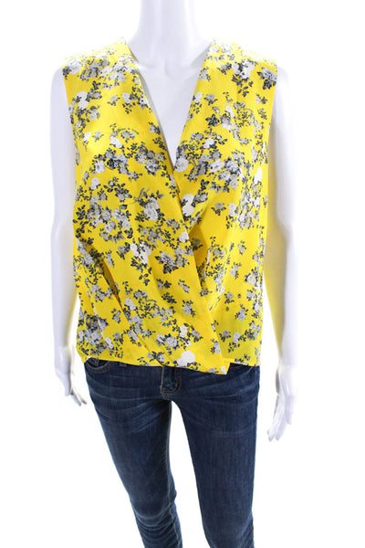 Rag & Bone Women's V-Neck Sleeveless Floral Silk Wrap Blouse Size S
