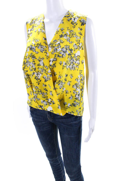Rag & Bone Women's V-Neck Sleeveless Floral Silk Wrap Blouse Size S
