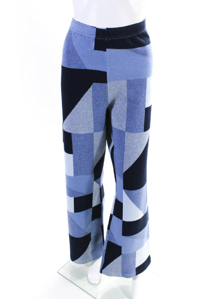 Minnie Rose Womens High Rise Geometric Print Knit Pants Blue Size Extra Large