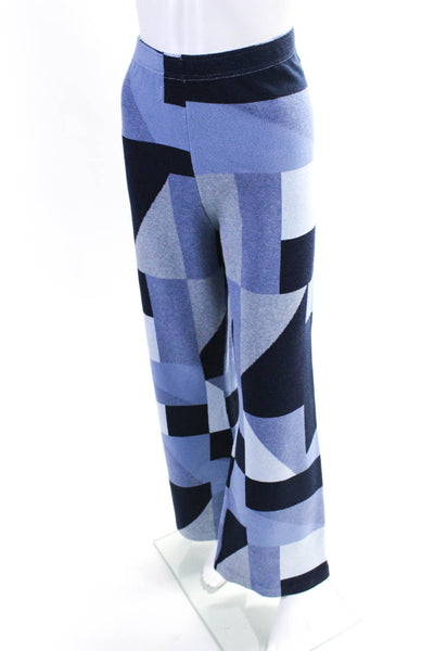 Minnie Rose Womens High Rise Geometric Print Knit Pants Blue Size Extra Large