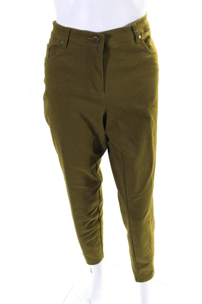 Etcetera Womens Zipper Fly High Rise Straight Leg Trouser Pants Green Size 12