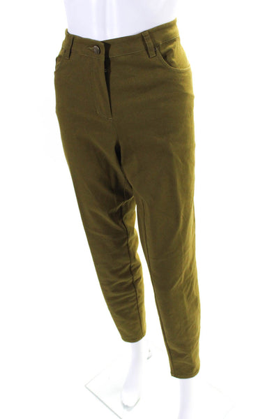 Etcetera Womens Zipper Fly High Rise Straight Leg Trouser Pants Green Size 12