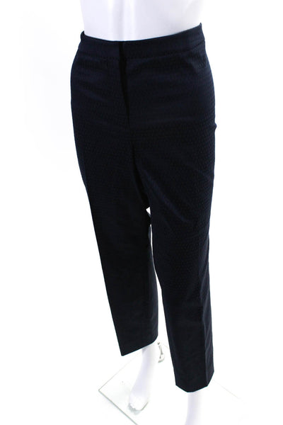 Etcetera Womens Zipper Fly High Rise Pleated Straight Leg Pants Navy Size 16