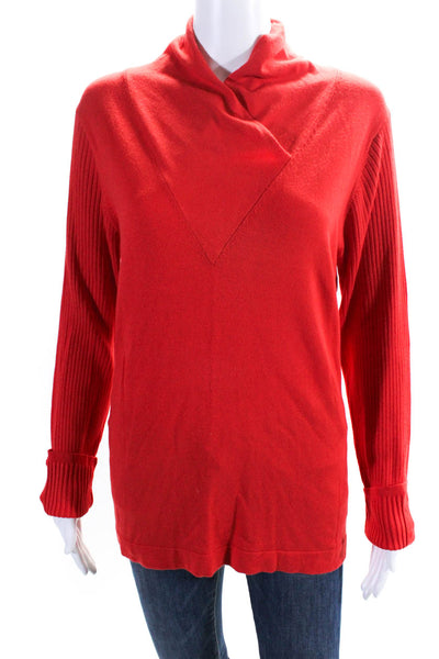 Etcetera Womens Long Sleeve V Neck Knit Sweatshirt Red Size Extra Large