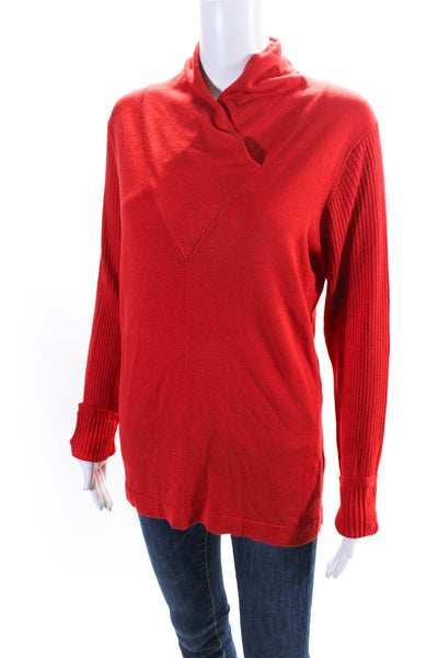 Etcetera Womens Long Sleeve V Neck Knit Sweatshirt Red Size Extra Large