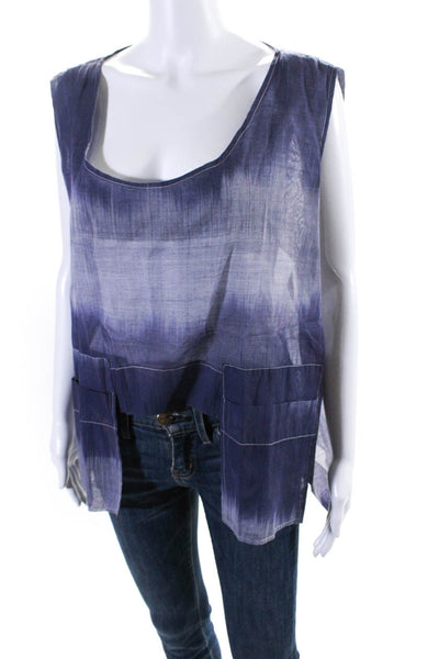 Itemz Chris Baumgartner Women's Sleeveless Asymmetric Blouse Blue Size M