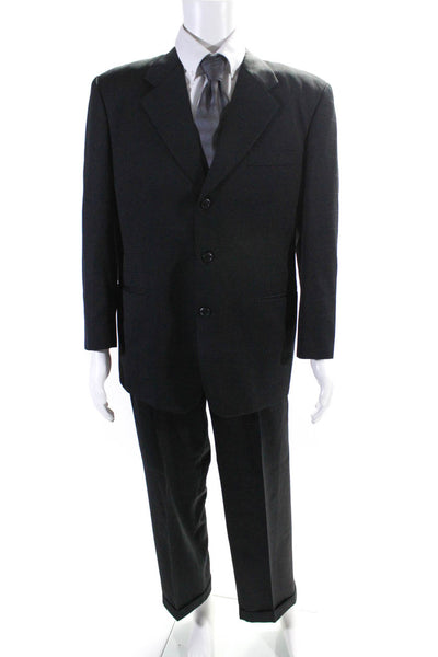 D&G Dolce & Gabbana Mens 2 Piece Plaid Single Breasted Suit Black Size 40