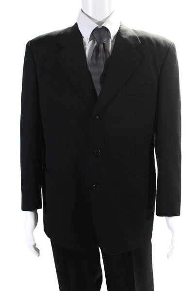 D&G Dolce & Gabbana Mens 2 Piece Plaid Single Breasted Suit Black Size 40