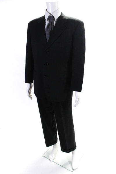 D&G Dolce & Gabbana Mens 2 Piece Plaid Single Breasted Suit Black Size 40