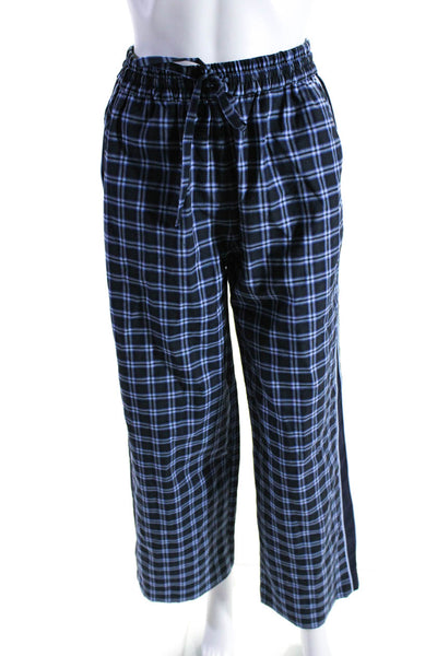 Aligne  Women's Elastic Drawstring Waist Pockets Wide Leg Plaid Pants Size 4