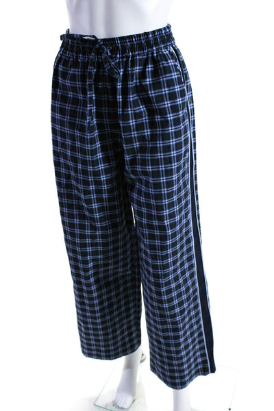 Aligne  Women's Elastic Drawstring Waist Pockets Wide Leg Plaid Pants Size 4