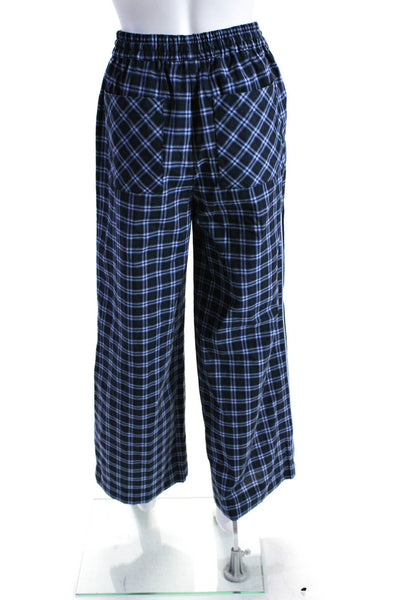 Aligne  Women's Elastic Drawstring Waist Pockets Wide Leg Plaid Pants Size 4