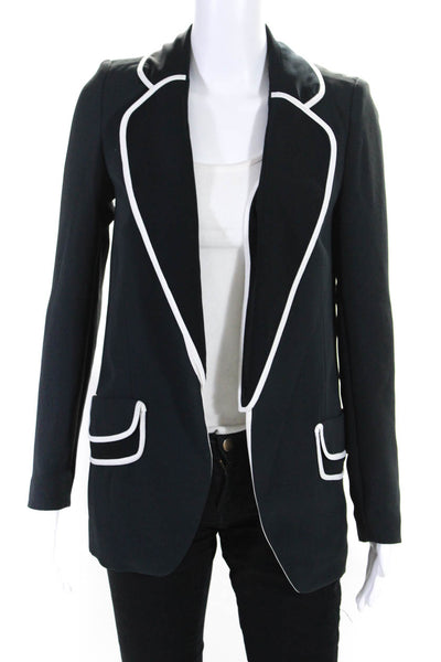 O2nd Barneys NY Womens Unlined Open Front Blazer Jacket Navy Size 0