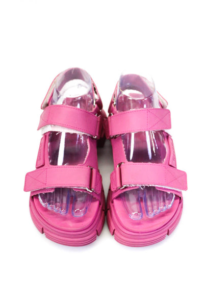 Ganni Womens Hook & Loop Lug Sole Rubber Sport Sandals Pink Size 36 6