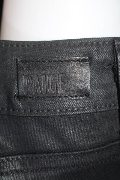 Paige Women's Midrise Five Pockets Coated Skinny Denim Pants Black Size 25