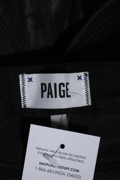 Paige Women's Midrise Five Pockets Coated Skinny Denim Pants Black Size 25