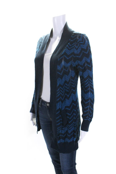 Missoni For Target Women's Long Sleeves Open Front Cardigan Sweater Blue Size M