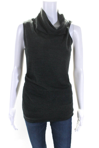 Helmut Lang Womens Knit Cowl Neck Sleeveless Shell Top Blouse Gray Size Petite