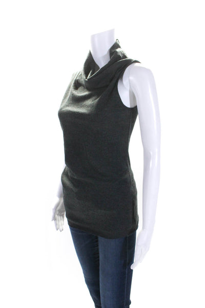 Helmut Lang Womens Knit Cowl Neck Sleeveless Shell Top Blouse Gray Size Petite