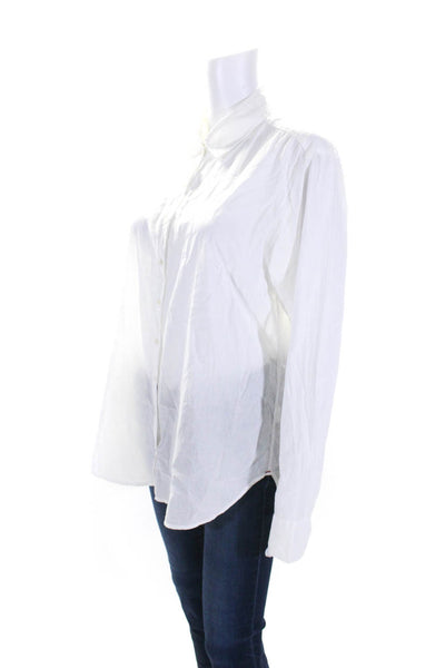 Xirena Womens Long Sleeve Button Up Shirt Blouse White Size Medium