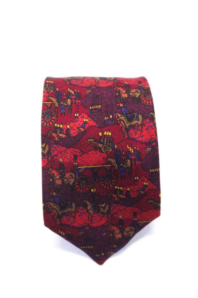 Salvatore Ferragamo Mens Dark Red Graphic Print Silk Tie Size OS