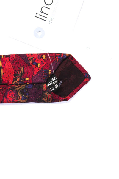 Salvatore Ferragamo Mens Dark Red Graphic Print Silk Tie Size OS