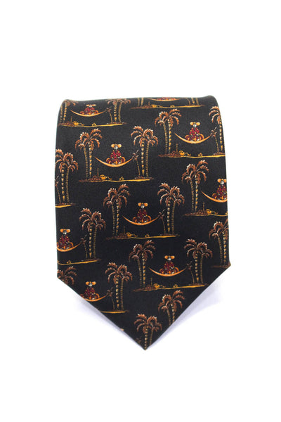 Salvatore Ferragamo Mens Silk Black Printed Tie Size OS