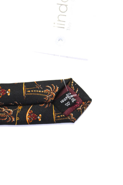 Salvatore Ferragamo Mens Silk Black Printed Tie Size OS