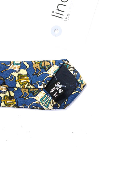 Salvatore Ferragamo Mens Navy Blue Horse Print Silk Tie Size OS